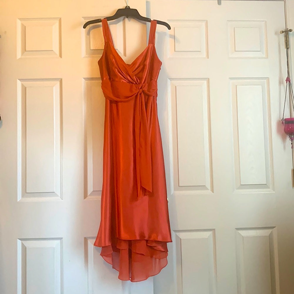 *David’s Bridal Burnt Orange Tea Length Dress Size 4